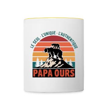 Papa Ours - Le Seul, L'unique, L'authentique - Mug contrasté - blanc/jaune - Devant