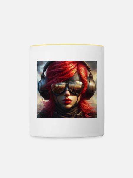 Rothaariger Flieger - Tasse zweifarbig - Weiß/Gelb