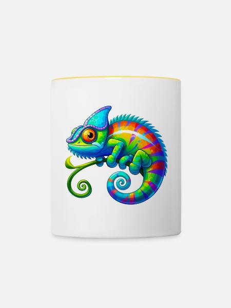 Chamäleon - Tasse zweifarbig - Weiß/Gelb