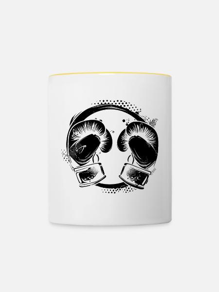 Kickboxen - Tasse zweifarbig - Weiß/Gelb