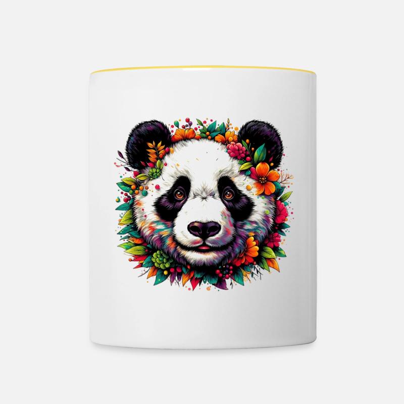Panda - Tasse zweifarbig - Weiß/Gelb