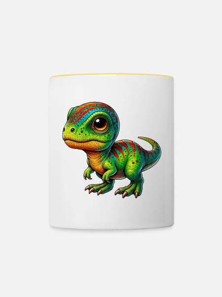 Dinosaurier - Tasse zweifarbig - Weiß/Gelb