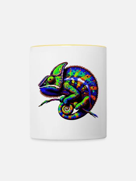 Chamäleon - Tasse zweifarbig - Weiß/Gelb