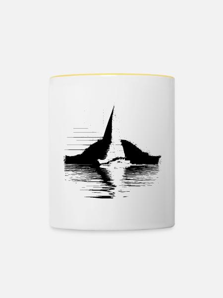 Segelschiff - Tasse zweifarbig - Weiß/Gelb