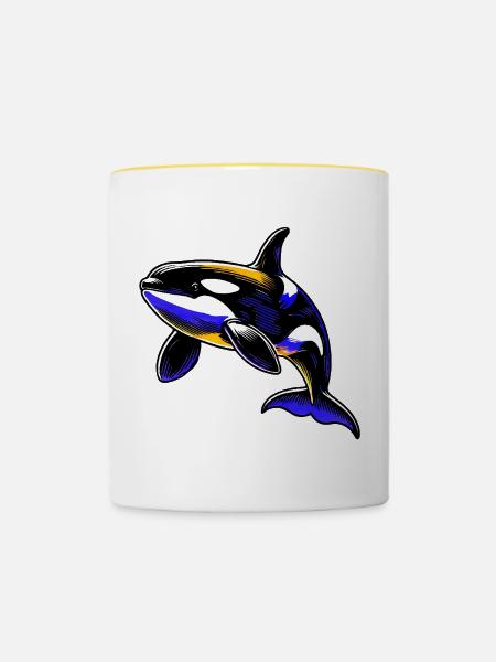 Schwertwal - Tasse zweifarbig - Weiß/Gelb