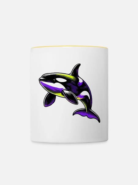 Schwertwal - Tasse zweifarbig - Weiß/Gelb