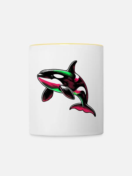 Schwertwal - Tasse zweifarbig - Weiß/Gelb
