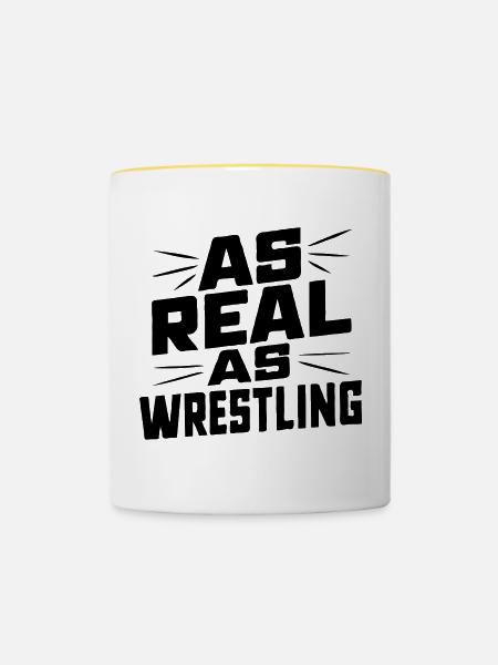 As Real as Wrestling - Tasse zweifarbig - Weiß/Gelb