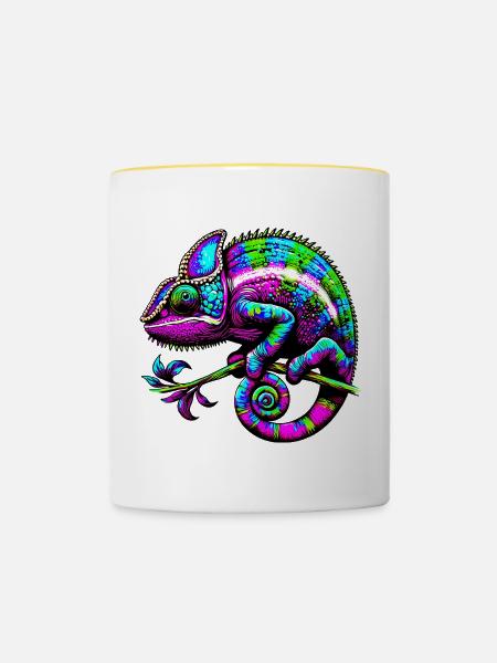 Chamäleon - Tasse zweifarbig - Weiß/Gelb