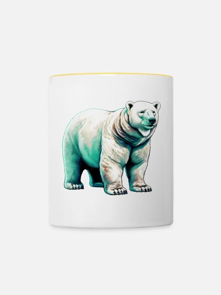 Weißer Eisbär - Tasse zweifarbig - Weiß/Gelb