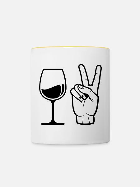 Wein bestellen - Tasse zweifarbig - Weiß/Gelb