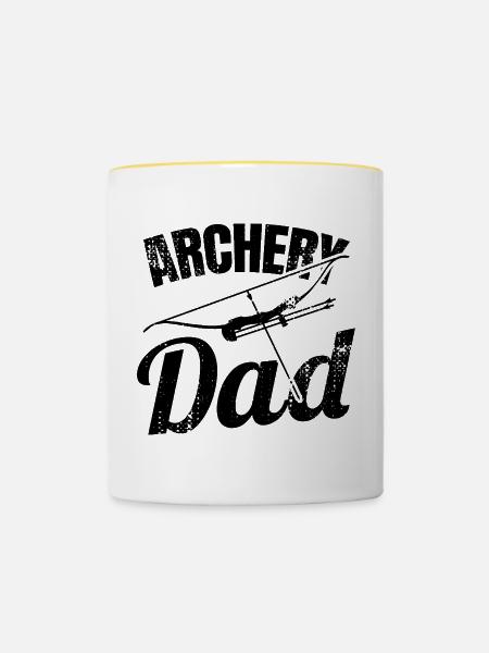 Bogenschießen Papa - Tasse zweifarbig - Weiß/Gelb