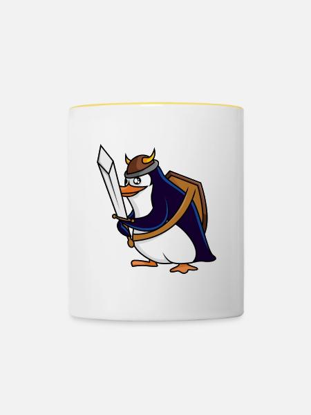 Wikinguin – Eiskalt erobert - Tasse zweifarbig - Weiß/Gelb