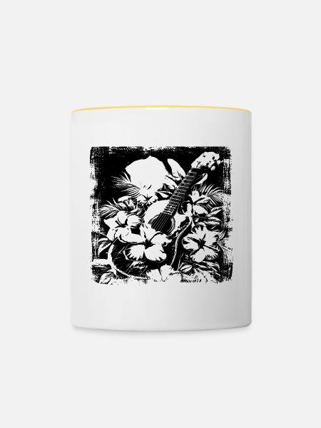 Gitarre - Tasse zweifarbig - Weiß/Gelb