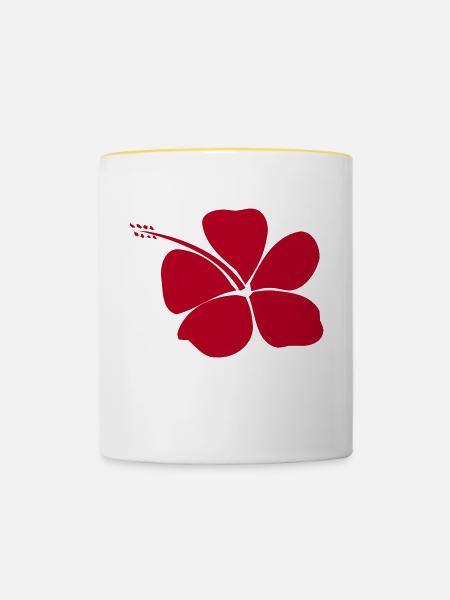 polynesische Tätowierung Hibiskus - Tasse zweifarbig - Weiß/Gelb