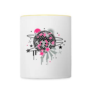 Disco Kugel - Tasse zweifarbig - Weiß/Gelb - Vorne