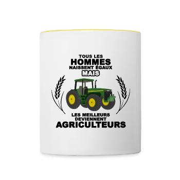 Agriculteur Transparent - Mug contrasté - blanc/jaune - Devant