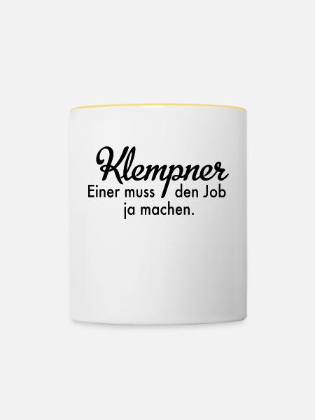 Klempner - Tasse zweifarbig - Weiß/Gelb