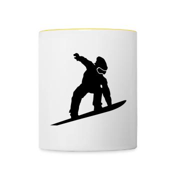 Snowboarder Silhouette - Tasse zweifarbig - Weiß/Gelb - Vorne