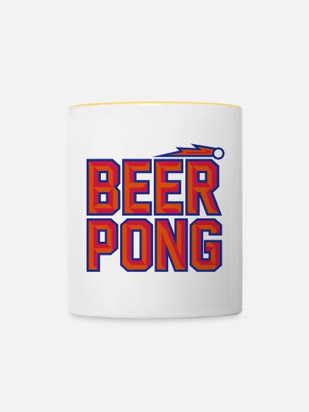 Beer Pong 3D - Tasse zweifarbig - Weiß/Gelb