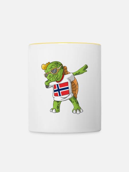 Norwegen Dabbing Schildkröte - Tasse zweifarbig - Weiß/Gelb
