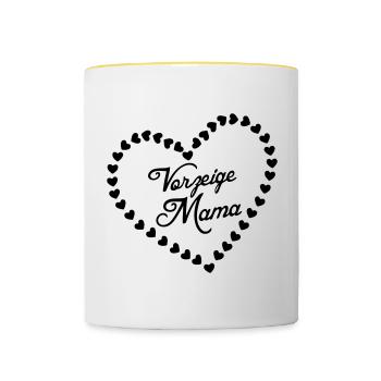 Vorzeigemama Mutter Muttertag Liebe Geschenk - Tasse zweifarbig - Weiß/Gelb - Vorne