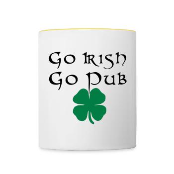 St Patricks Day Pub Irland irisch - Tasse zweifarbig - Weiß/Gelb - Vorne
