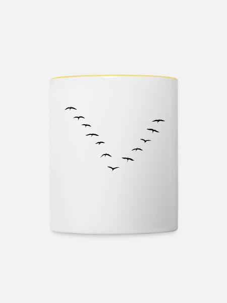 Zugvögel - Tasse zweifarbig - Weiß/Gelb