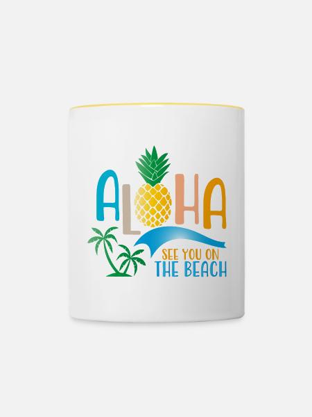 Beach - Tasse zweifarbig - Weiß/Gelb