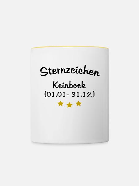 Sternzeichen Keinbock - Witziges Sternzeichen - Tasse zweifarbig - Weiß/Gelb