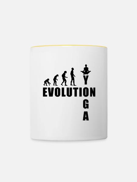 EVOLUTION Yoga Meditation Geschenk - Tasse zweifarbig - Weiß/Gelb