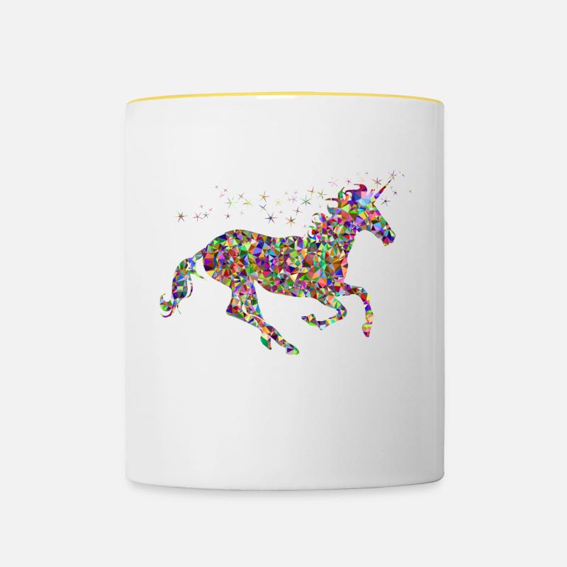 Idée cadeau cheval Licorne - Mug contrasté - blanc/jaune