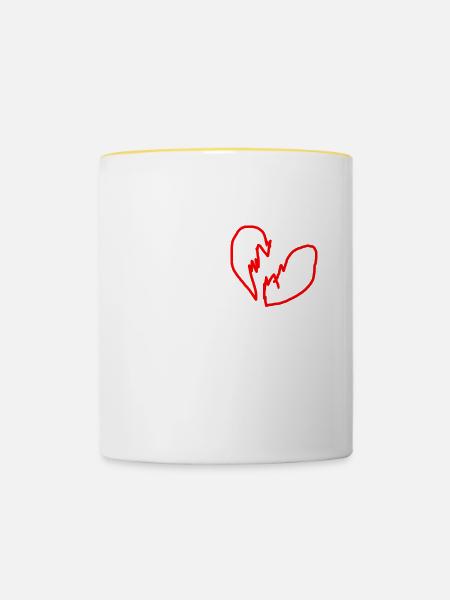 gebrochenes Herz - Tasse zweifarbig - Weiß/Gelb