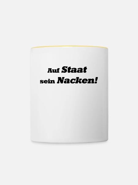 Auf Staat sein Nacken! - Tasse zweifarbig - Weiß/Gelb