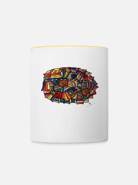 Schildkröten Schutzpanzer - Tasse zweifarbig - Weiß/Gelb