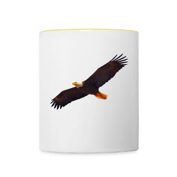 Aigle à tête blanche peint - Mug contrasté - blanc/jaune - Devant