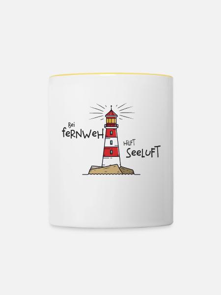 Fernweh - Tasse zweifarbig - Weiß/Gelb
