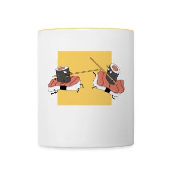 Chemise de combat drôle de sushi cadeau amoureux des sushis - Mug contrasté - blanc/jaune - Devant