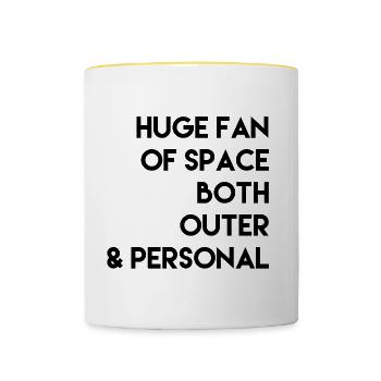 Fan d'idée cadeau spatial - Mug contrasté - blanc/jaune - Devant