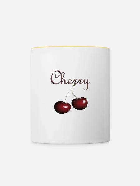 cherry - Tasse zweifarbig - Weiß/Gelb
