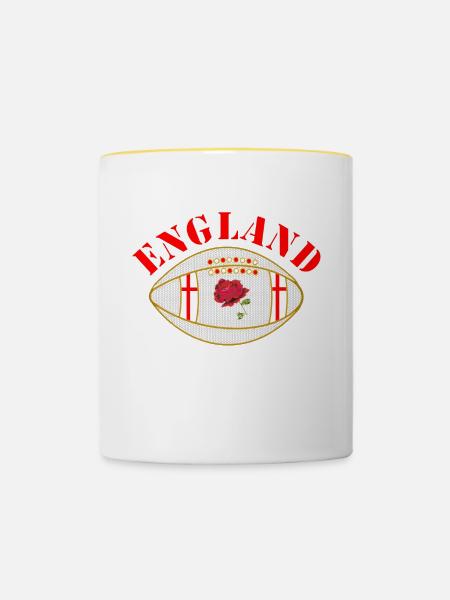 England rose style oval rugby ball - Contrasting Mug - white/yellow