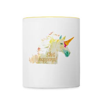 Shit-happens! - Tasse zweifarbig - Weiß/Gelb - Vorne