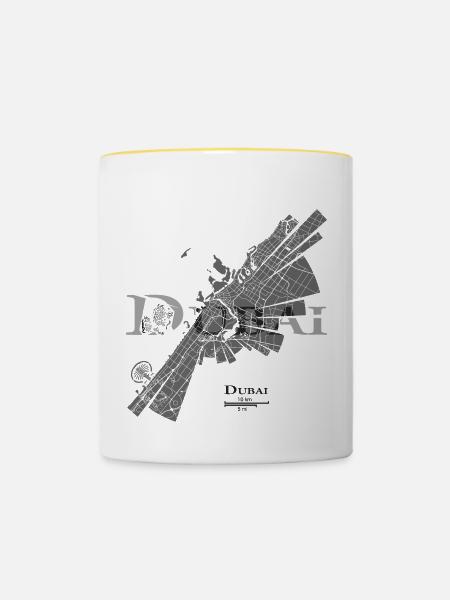 Dubai Karte - Tasse zweifarbig - Weiß/Gelb
