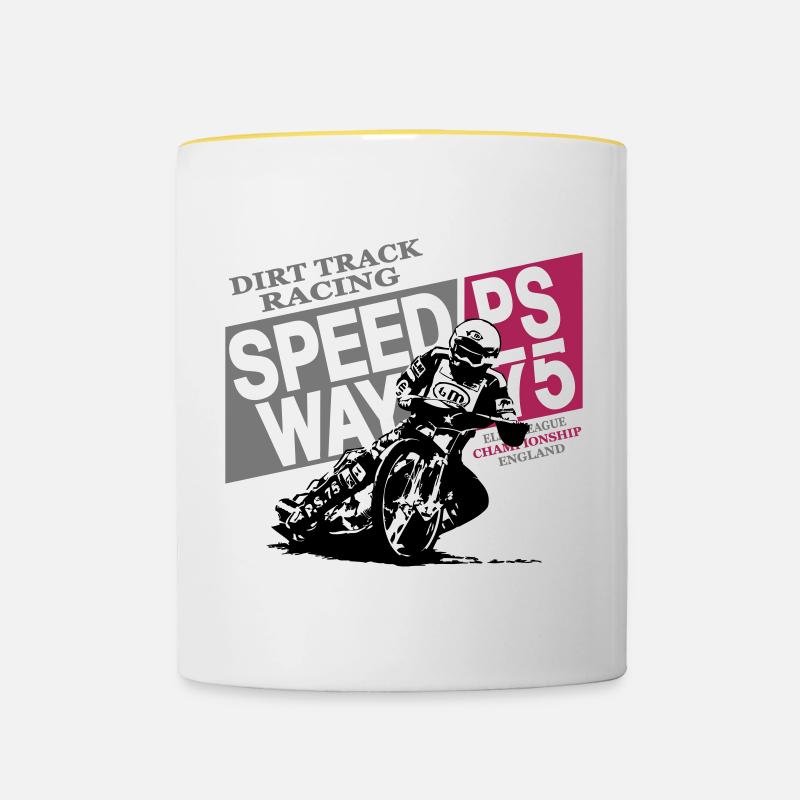 Speedway Racing - Tofarvet krus - hvid/gul