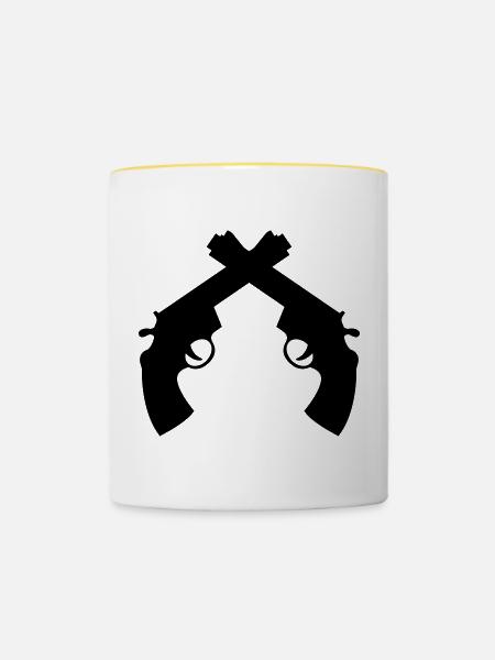Polizist / Justiz / Polizei / Gewehr - Tasse zweifarbig - Weiß/Gelb