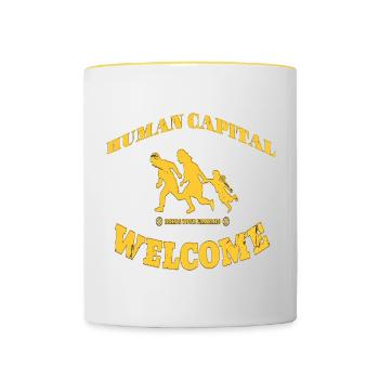 hc welcome - Tasse zweifarbig - Weiß/Gelb - Vorne
