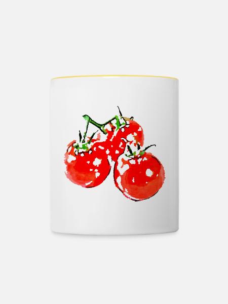tomaten gemüse speise - Tasse zweifarbig - Weiß/Gelb