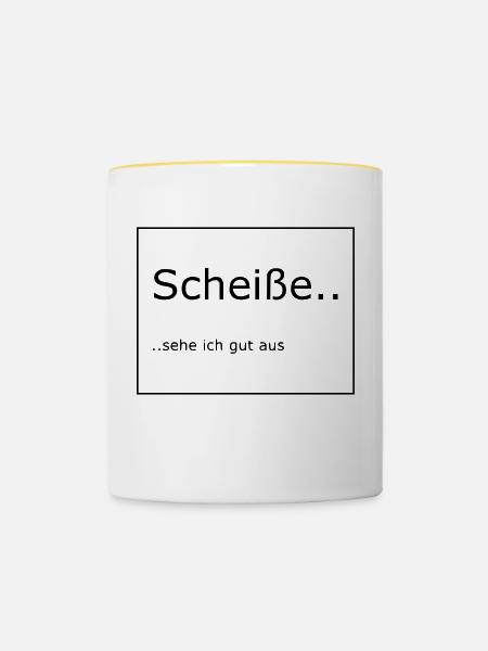 Lustiger Spruch - Tasse zweifarbig - Weiß/Gelb