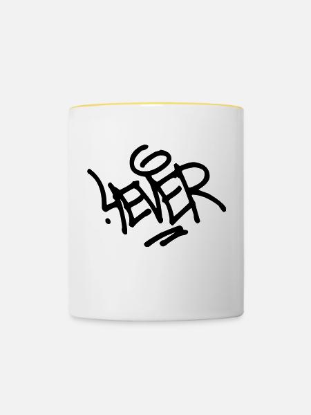 4 Immer - Tasse zweifarbig - Weiß/Gelb