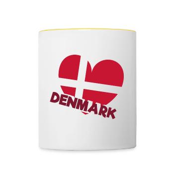 Danemark drapeau patriote cadeau État d'origine UE - Mug contrasté - blanc/jaune - Devant